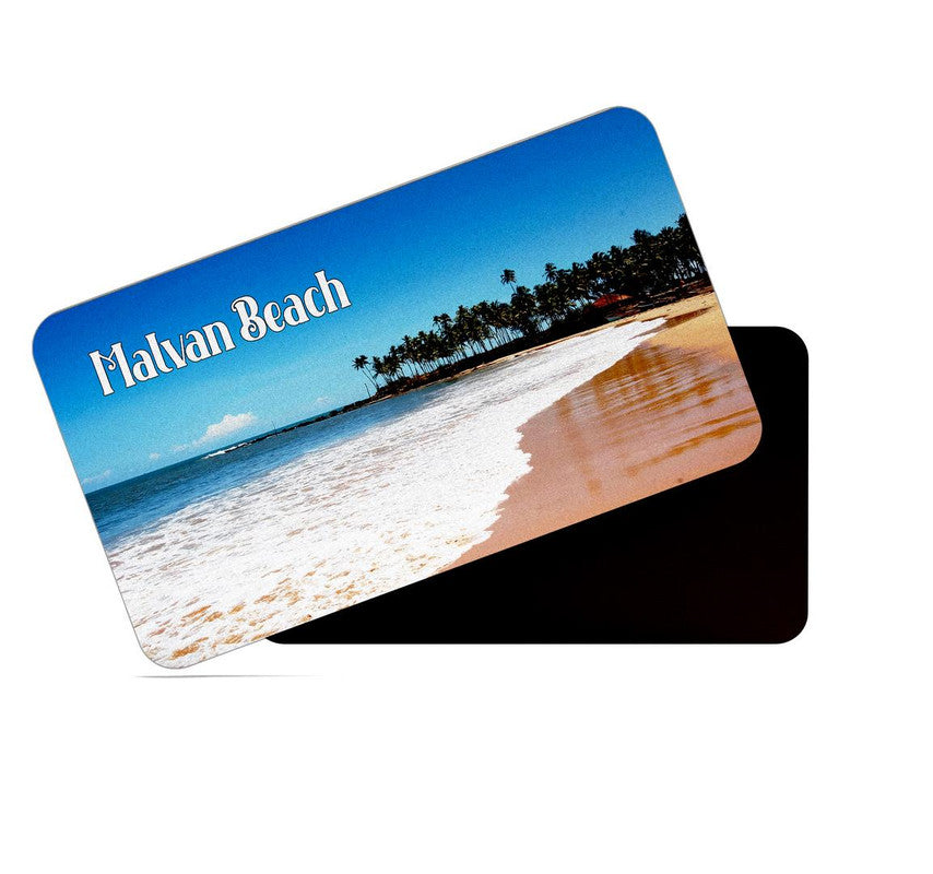 dhcrafts Rectangular Rubber Fridge Magnet / Magnetic Card Multicolor Maharashtra Malvan Beach Design Pack of 1 (8.6cm x 5.4cm)